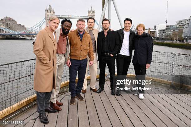 Cary Elwes, Babs Olusanmokun, Guy Ritchie, Henry Cavill, Alex Pettyfer, Henry Golding and Jerry Bruckheimer attend the photocall for "The Ministry Of...