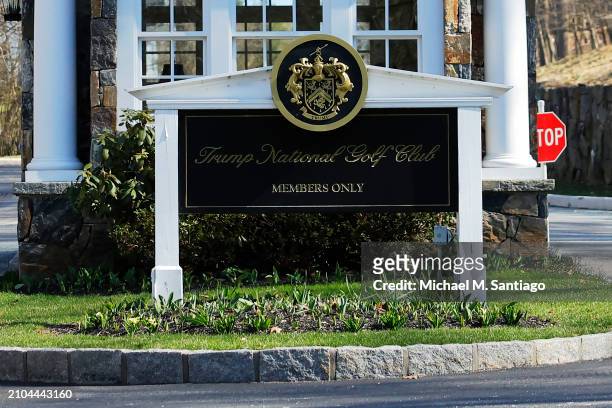 The entrance to Trump National Golf Club is seen on March 22, 2024 in Briarcliff Manor, New York. NY Attorney General Letitia James has filed...