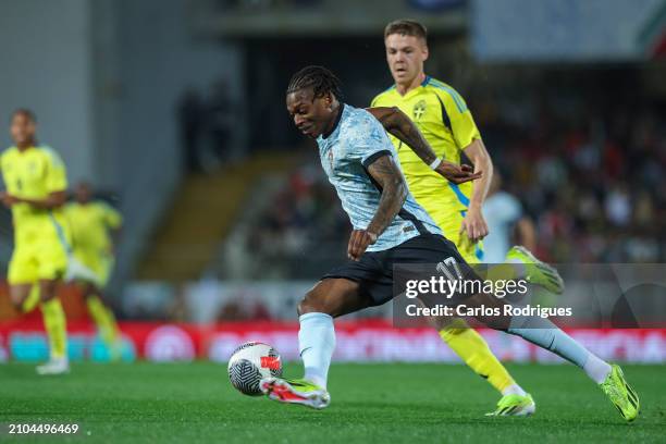 Rafael Leao of Portugal during the international friendly match between Portugal and Sweden on March 21, 2024 in Guimaraes, Portugal.