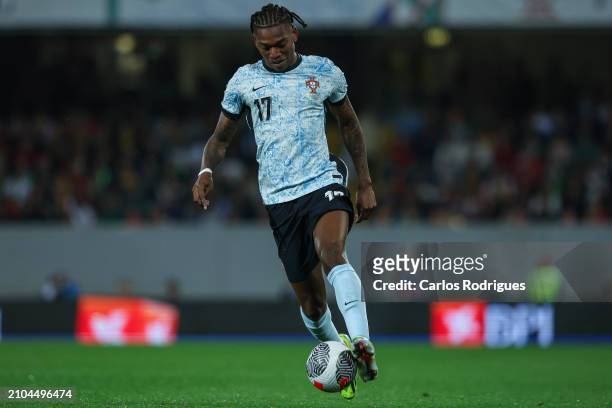 Rafael Leao of Portugal during the international friendly match between Portugal and Sweden on March 21, 2024 in Guimaraes, Portugal.