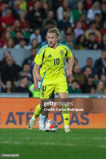 Emil Forsberg of Sweden during the international friendly match between Portugal and Sweden on March 21, 2024 in Guimaraes, Portugal.