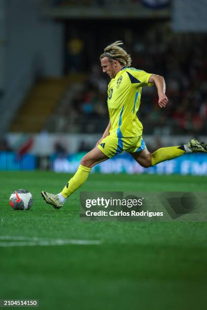 Emil Forsberg of Sweden during the international friendly match between Portugal and Sweden on March 21, 2024 in Guimaraes, Portugal.