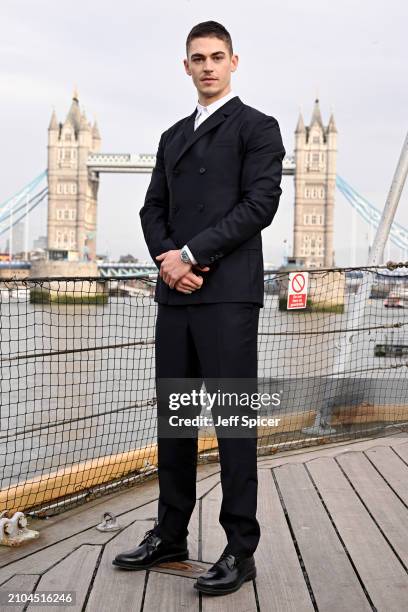 Hero Fiennes Tiffin attends the photocall for "The Ministry Of Ungentlemanly Warfare" at HMS Belfast on March 22, 2024 in London, England.