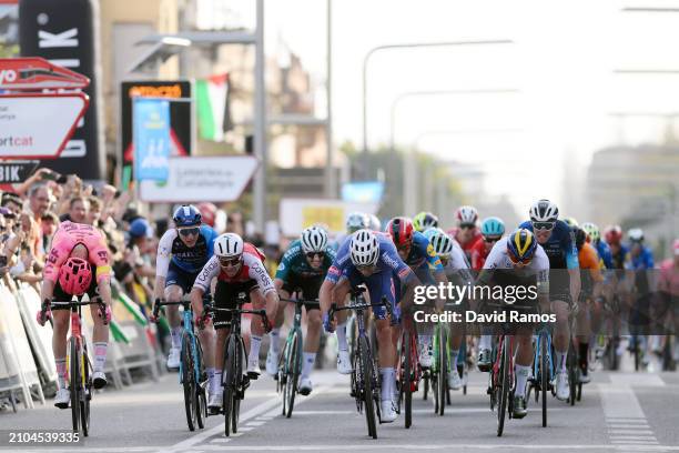 Marijn van den Berg of The Netherlands and Team EF Education-EasyPost, Bryan Coquard of France and Team Cofidis, Axel Laurance of France and Team...