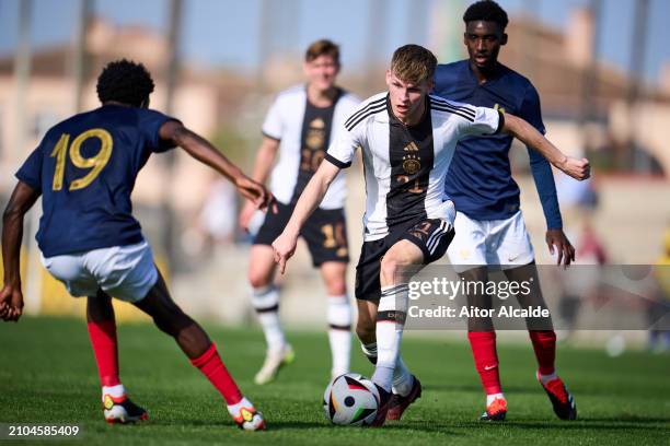 Anton Kade of Germany U20 in action during the international friendly football match between Germany U20 and France U20 at Oliva Nova Beach & Golf...