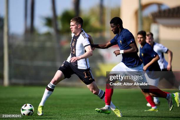 David Herold of Germany U20 in action during the international friendly football match between Germany U20 and France U20 at Oliva Nova Beach & Golf...