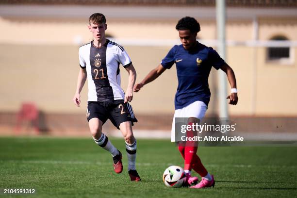 Anton Kade of Germany U20 in action during the international friendly football match between Germany U20 and France U20 at Oliva Nova Beach & Golf...