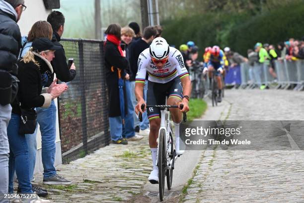 Mathieu van der Poel of The Netherlands and Team Alpecin - Deceuninck attacks in the Taaienberg sector during the 67th E3 Saxo Bank Classic -...