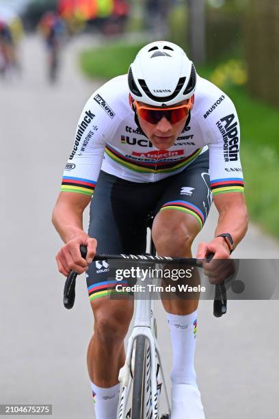 Mathieu van der Poel of The Netherlands and Team Alpecin - Deceuninck attacks in the Taaienberg sector during the 67th E3 Saxo Bank Classic -...