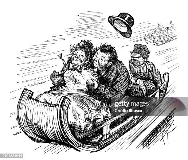 british satire caricature comic cartoon illustration - winter wonderland london stock illustrations