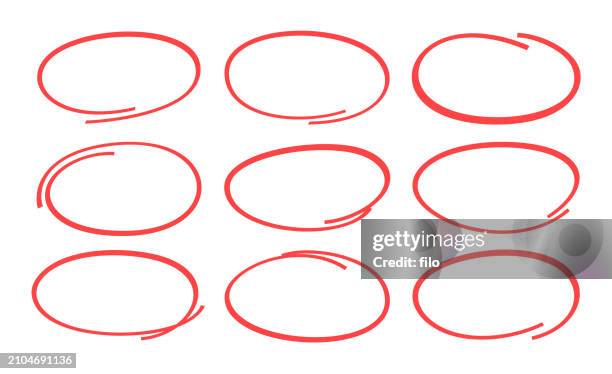 ilustrações, clipart, desenhos animados e ícones de círculos de linha desenhada edição de marcação destaque lembrete elementos de design - ink wash painting