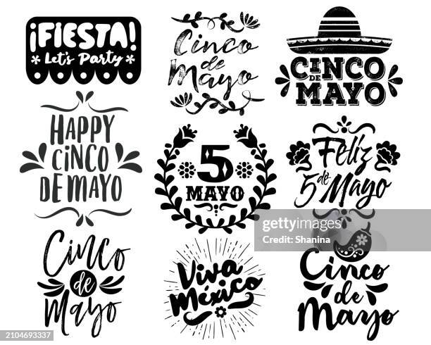 illustrazioni stock, clip art, cartoni animati e icone di tendenza di cinco de mayo vector lettering designs - frontespizio