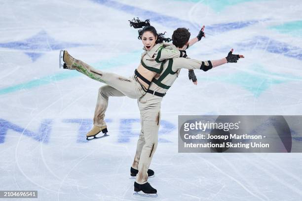 Misato Komatsubara and Tim Koleto of Japan compete in the Ice Dance Rhythm Dance during the ISU World Figure Skating Championships at Centre Bell on...