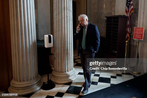 Sen. Lindsey Graham leaves a Republican Senate lunch meeting at the U.S. Capitol on March 22, 2024 in Washington, DC. The House of Representatives...