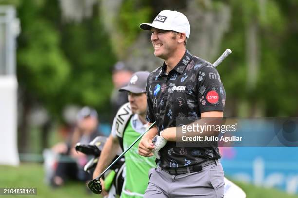 Séamus Power of Ireland reacts on the 14th hole during the second round of the Valspar Championship at Copperhead Course at Innisbrook Resort and...