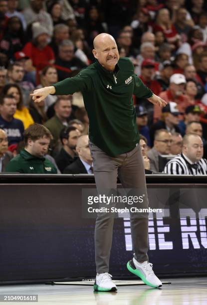 Head coach Andy Kennedy of the UAB Blazers reacts during the second half against the San Diego State Aztecs in the first round of the NCAA Men's...