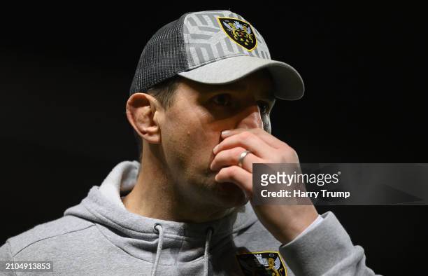Phil Dowson, Director of Rugby for Northampton Saints, looks on prior to the Gallagher Premiership Rugby match between Bristol Bears and Northampton...