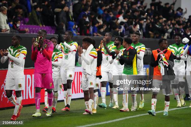 Mali celebrates after the team's victory during the U-23 international friendly between Japan and Mali at Sanga Stadium by Kyocera on March 22, 2024...