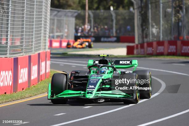 Zhou Guanyu of China driving the Kick Sauber C44 Ferrari on track during practice ahead of the F1 Grand Prix of Australia at Albert Park Circuit on...