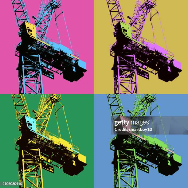 construction cranes - construction workers break stock illustrations