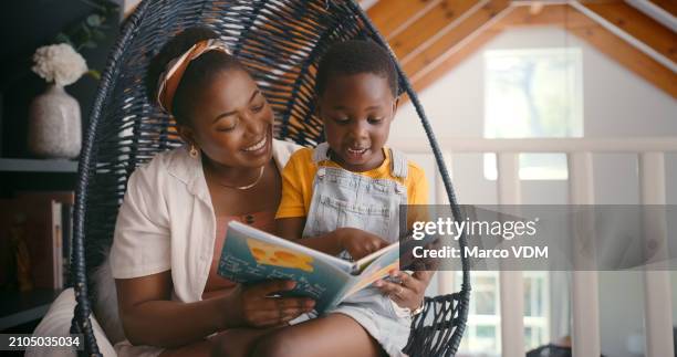 book, story and mom reading to child for growth, development and learning with knowledge for kid. apartment, mother and daughter relax in home for literature, fairytale and fantasy for family - indoor hammock stock pictures, royalty-free photos & images