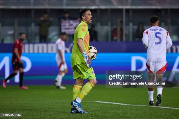 Claudio Bravo of Chile looks on during the international friendly match between Albania and Chile at Stadio Ennio Tardini on March 22, 2024 in Parma,...