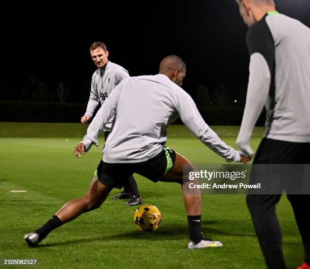 Sami Hyypia during a training session at AXA Melwood Training Centre on March 22, 2024 in Liverpool, England.