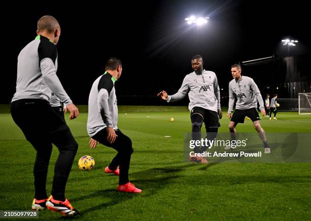 Djibril Cisse during a training session at AXA Melwood Training Centre on March 22, 2024 in Liverpool, England.
