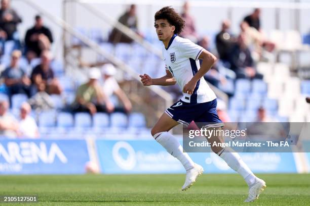 Jayden Danns of England U18 in action during the International Friendly match between England U18 and Germany U18 at Pinatar Arena on March 22, 2024...