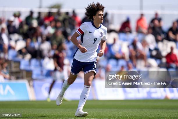 Jayden Danns of England U18 in action during the International Friendly match between England U18 and Germany U18 at Pinatar Arena on March 22, 2024...