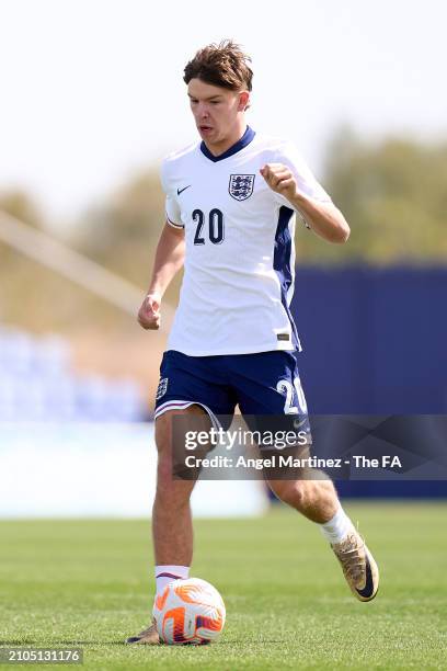 Tyler Dibling of England U18 runs with the ball during the International Friendly match between England U18 and Germany U18 at Pinatar Arena on March...