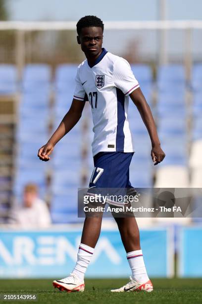 Tyrique George of England U18 reacts in the penalty shoot out during the International Friendly match between England U18 and Germany U18 at Pinatar...