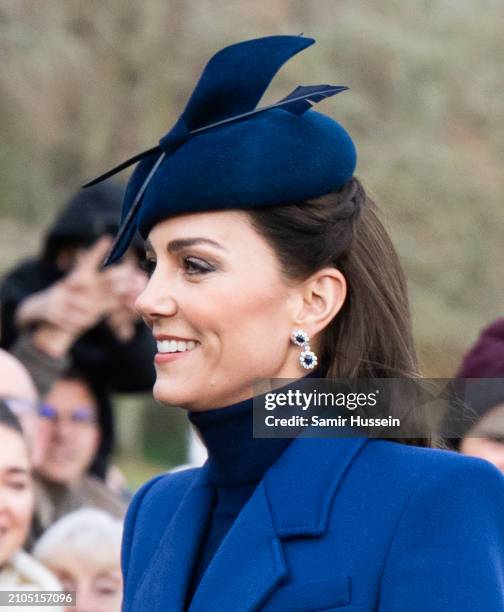 Catherine, Princess of Wales attends the Christmas Morning Service at Sandringham Church on December 25, 2023 in Sandringham, Norfolk.