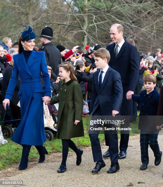 Catherine, Princess of Wales, Princess Charlotte of Wales, Prince George of Wales, Prince William, Prince of Wales, Prince Louis of Wales attend the...