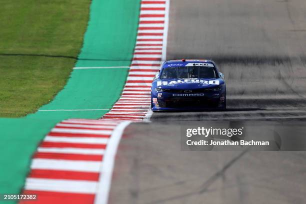 Josh Bilicki, driver of the Halford Mobile Services Chevrolet, drives during practice for the NASCAR Xfinity Series Focused Health 250 at Circuit of...