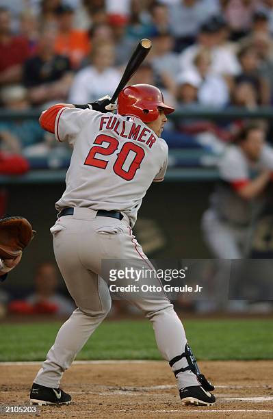 Designated hitter Brad Fullmer of the Anaheim Angels waits for the pitch during the American League game against the Seattle Mariners at Safeco Field...