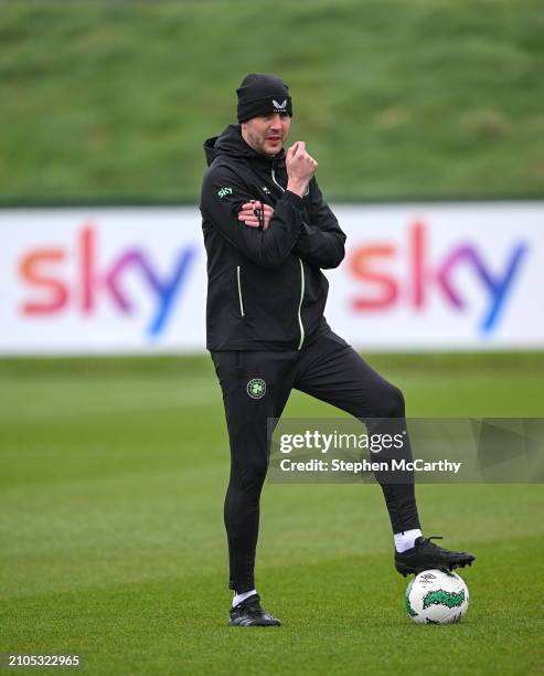 Dublin , Ireland - 25 March 2024; Interim head coach John O'Shea during a Republic of Ireland training session at FAI National Training Centre in...