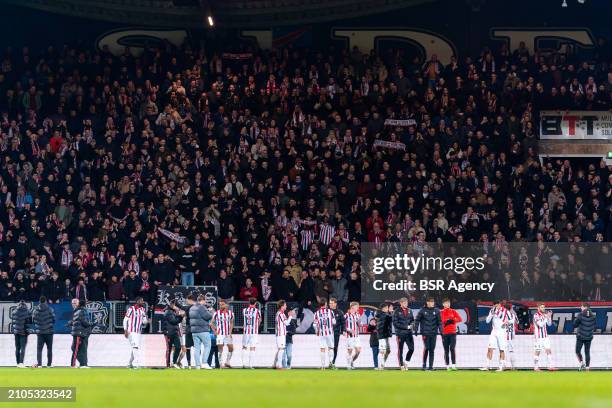 Team of Willem II celebrating their sides victory with fans and supporters during the Dutch Keuken Kampioen Divisie match between Willem II and...