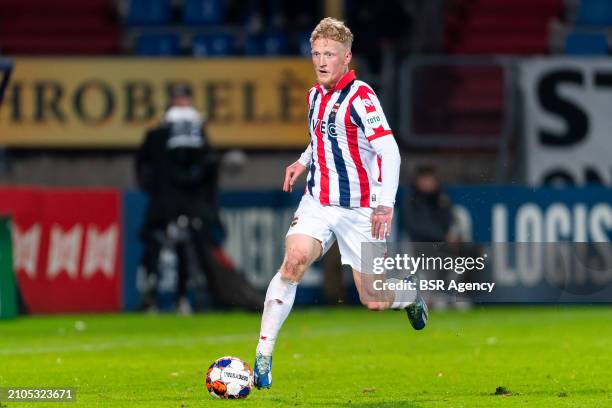 Valentino Vermeulen of Willem II runs with the ball during the Dutch Keuken Kampioen Divisie match between Willem II and VVV-Venlo at Koning Willem...