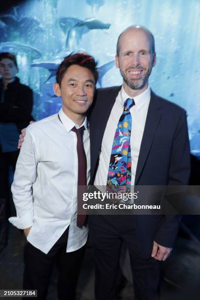 James Wan, Writer/Director, David Leslie Johnson-McGoldrick, Writer, seen at Warner Bros. Pictures World Premiere of AQUAMAN at the TCL Chinese...