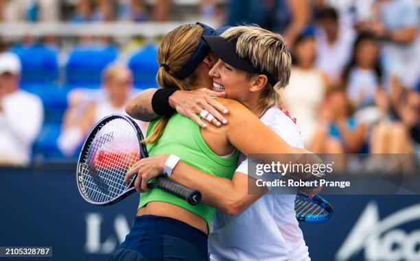 Bethanie Mattek-Sands of the United States and Sofia Kenin of the United States in action against Monica Niculescu of Romania and Oksana Kalashnikova...