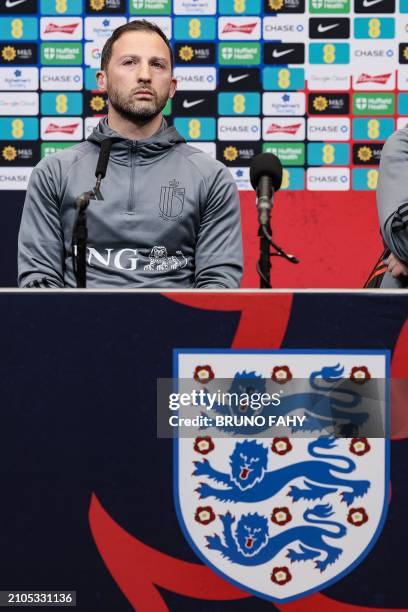 Belgium's head coach Domenico Tedesco pictured during a press conference of Belgian national soccer team Red Devils in London, England, United...