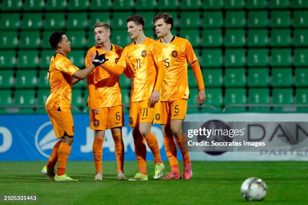 Ruben van Bommel of Holland U21 celebrates 0-3 with Bjorn Meijer of Holland U21, Kenneth Taylor of Holland U21, Million Manhoef of Holland U21 during...