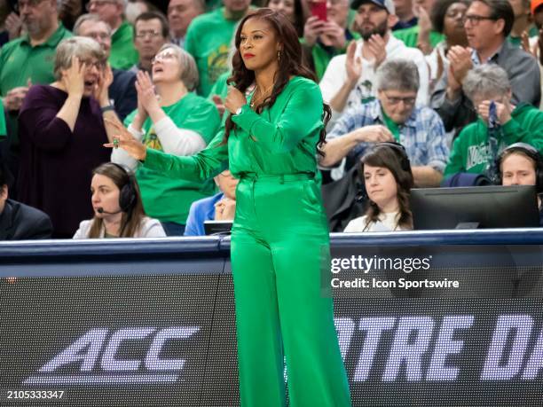 Notre Dame Fighting Irish head coach Niele Ivey looks on at her players during the game between the Ole Miss Rebels and the Notre Dame Fighting Irish...