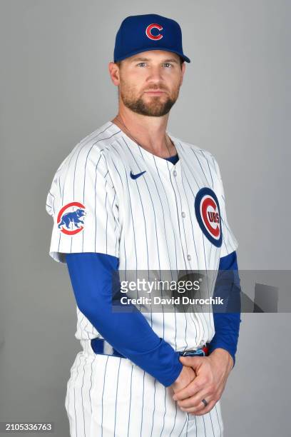 Colten Brewer of the Chicago Cubs poses for a photo during the Chicago Cubs Photo Day at Sloan Park on Tuesday, February 20, 2024 in Mesa, Arizona.
