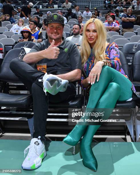 Kurt Busch attends the game between the Phoenix Suns and San Antonio Spurs on March 25, 2024 at the Frost Bank Center in San Antonio, Texas. NOTE TO...