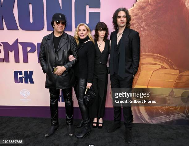 Gene Simmons, Shannon Tweed and Nick Simmons at the world premiere of "Godzilla x Kong: The New Empire" held at TCL Chinese Theatre on March 25, 2024...