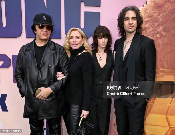 Gene Simmons, Shannon Tweed, Keltie Straith and Nick Simmons at the world premiere of "Godzilla x Kong: The New Empire" held at TCL Chinese Theatre...