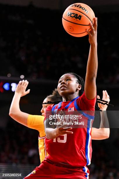 Zakiyah Franklin of the Kansas Jayhawks goes up for a shot during the third quarter of the second round of the 2024 NCAA Women's Basketball...