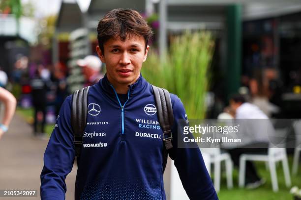 Alex Albon of Thailand and Williams F1 arrives at the circuit ahead of qualifying for the F1 Grand Prix of Australia at Albert Park Circuit on March...
